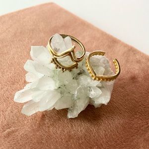 Bali brass gold rings size 6 and adjustable midi